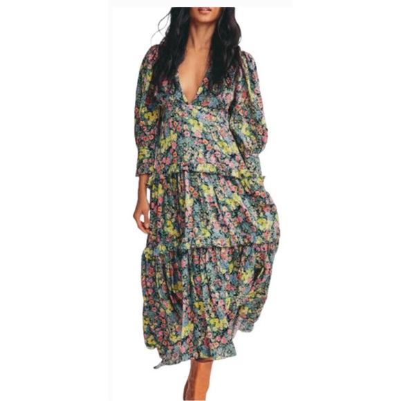 NWOT LOVESHACKFANCY LORENCIA FLORAL TIERED RUFFLE MAXI LONG SLEEVE DRESS SZ 6 - Picture 14 of 16